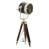 Large adjustable spotlight floor lamp with wooden stand